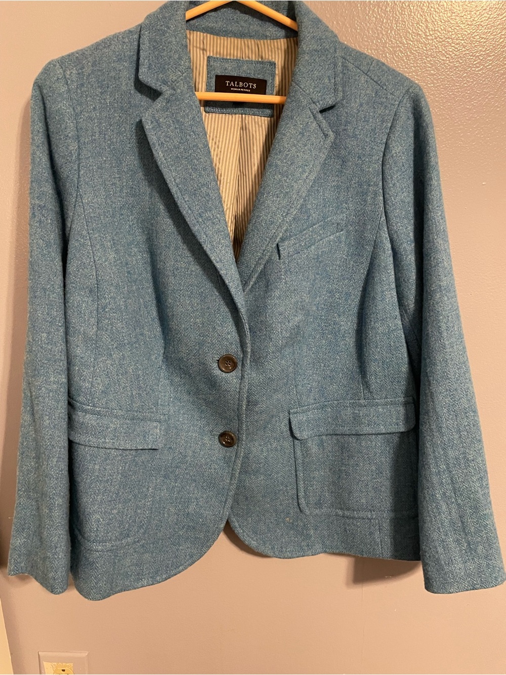 Talbots Light Blue Wool-Blend Tailored Blazer